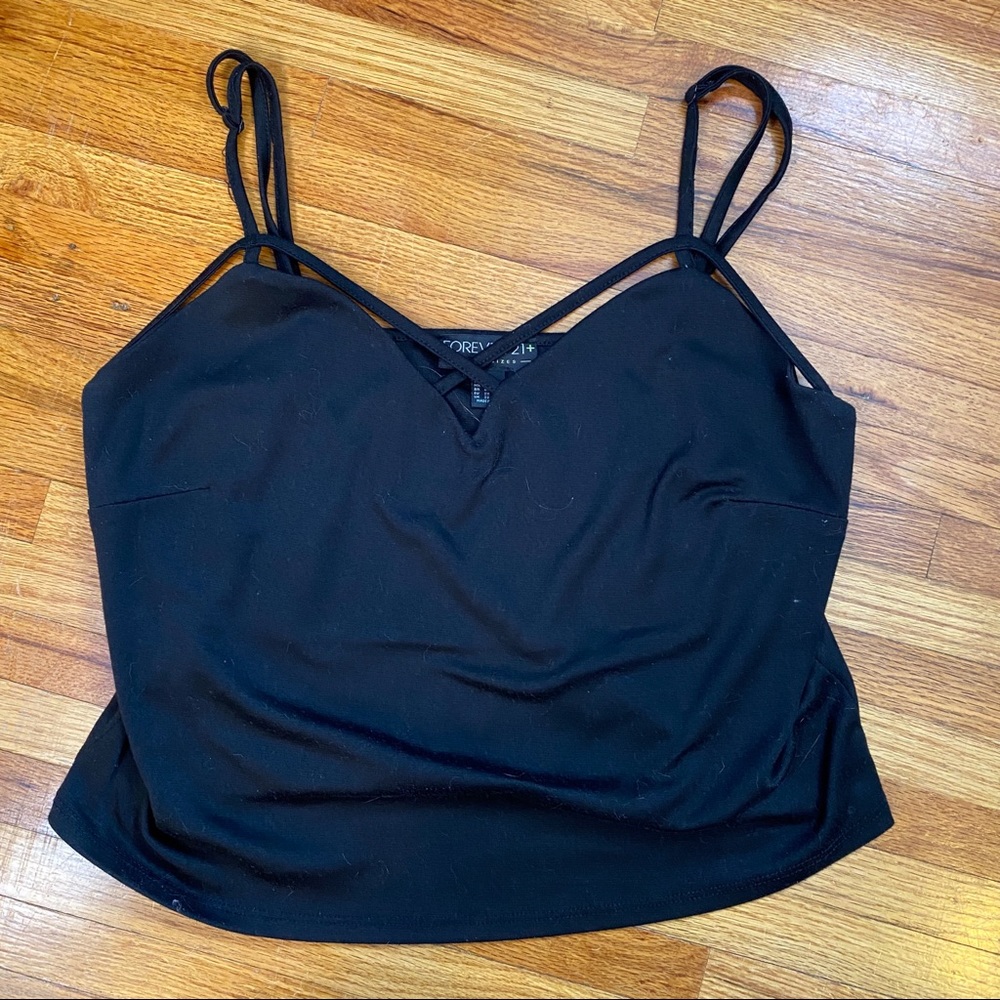 Black forever 21+ strappy crop top sz 2X